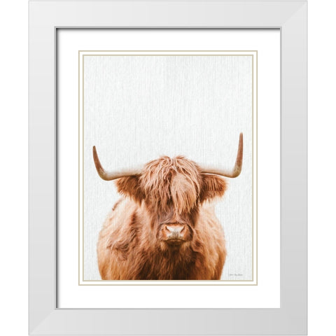Cow Portrait White Modern Wood Framed Art Print with Double Matting by Seven Trees Design