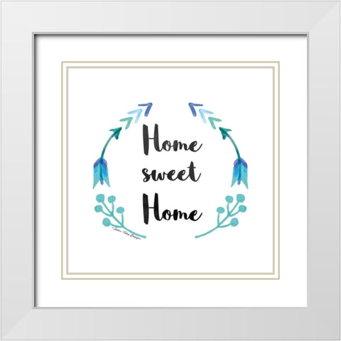 Home Sweet Home White Modern Wood Framed Art Print with Double Matting by Seven Trees Design