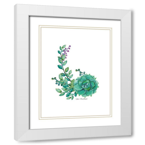 Succulent Plant I White Modern Wood Framed Art Print with Double Matting by Seven Trees Design