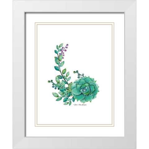 Succulent Plant I White Modern Wood Framed Art Print with Double Matting by Seven Trees Design
