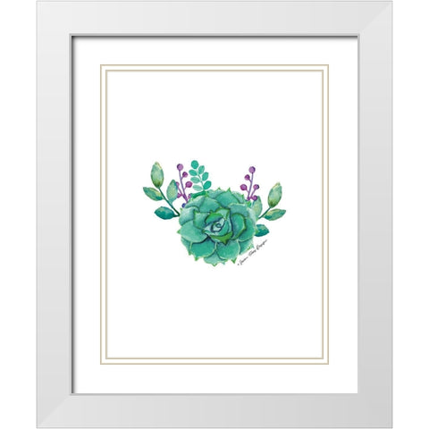 Succulent Plant II White Modern Wood Framed Art Print with Double Matting by Seven Trees Design