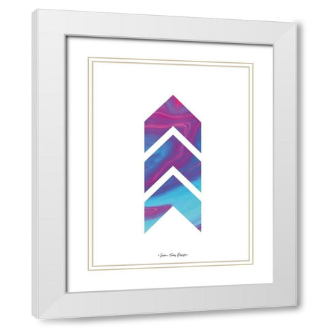 Marble Chevron White Modern Wood Framed Art Print with Double Matting by Seven Trees Design