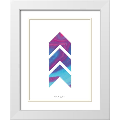 Marble Chevron White Modern Wood Framed Art Print with Double Matting by Seven Trees Design