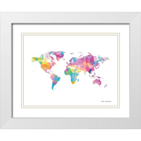 Watercolor World White Modern Wood Framed Art Print with Double Matting by Seven Trees Design