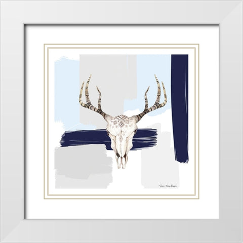 Colored Steer Head I White Modern Wood Framed Art Print with Double Matting by Seven Trees Design