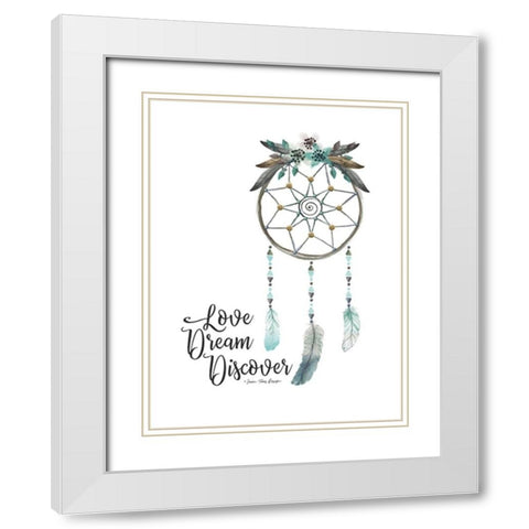Watercolor Dreamcatcher White Modern Wood Framed Art Print with Double Matting by Seven Trees Design