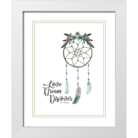 Watercolor Dreamcatcher White Modern Wood Framed Art Print with Double Matting by Seven Trees Design
