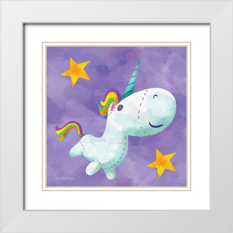 Rainbow Unicorn II White Modern Wood Framed Art Print with Double Matting by Seven Trees Design