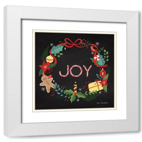 Peppermint Joy White Modern Wood Framed Art Print with Double Matting by Seven Trees Design
