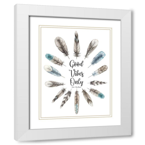 Good Vibes Only White Modern Wood Framed Art Print with Double Matting by Seven Trees Design