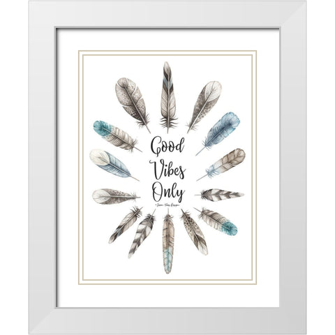 Good Vibes Only White Modern Wood Framed Art Print with Double Matting by Seven Trees Design