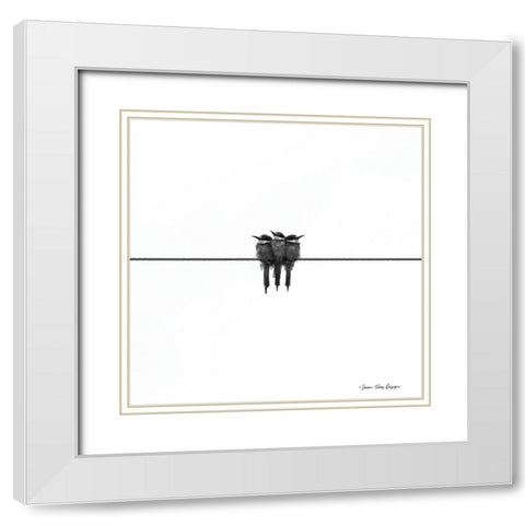 The Birds   White Modern Wood Framed Art Print with Double Matting by Seven Trees Design