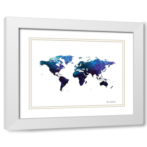 Space Watercolor World White Modern Wood Framed Art Print with Double Matting by Seven Trees Design