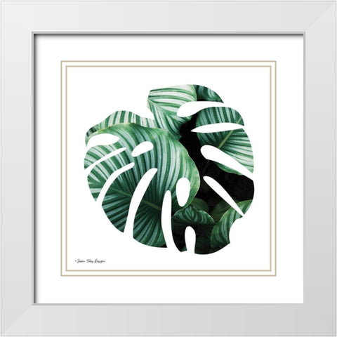 Leaves Leaf White Modern Wood Framed Art Print with Double Matting by Seven Trees Design