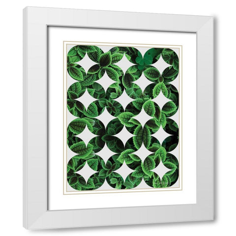 Leaves Pattern White Modern Wood Framed Art Print with Double Matting by Seven Trees Design