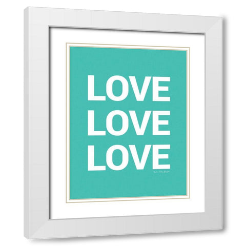 Love, Love, Love White Modern Wood Framed Art Print with Double Matting by Seven Trees Design