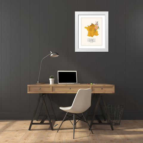 Gold France White Modern Wood Framed Art Print with Double Matting by Seven Trees Design