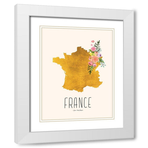 Gold France White Modern Wood Framed Art Print with Double Matting by Seven Trees Design