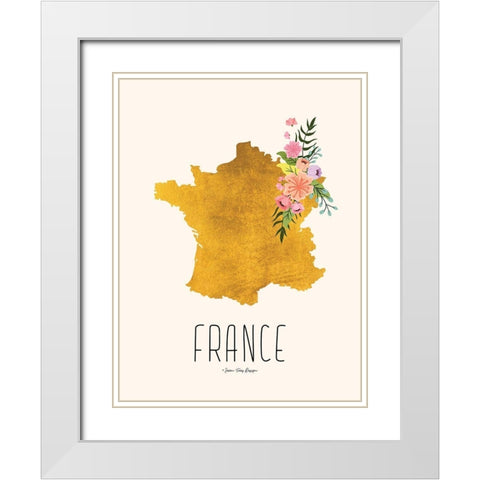 Gold France White Modern Wood Framed Art Print with Double Matting by Seven Trees Design