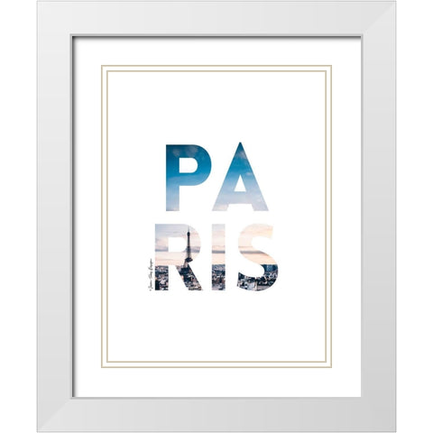 Paris White Modern Wood Framed Art Print with Double Matting by Seven Trees Design