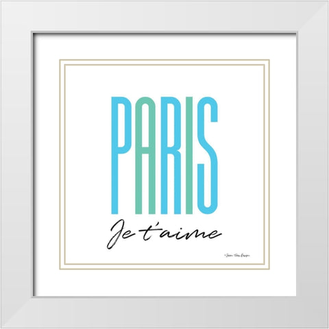Paris Je Taime White Modern Wood Framed Art Print with Double Matting by Seven Trees Design