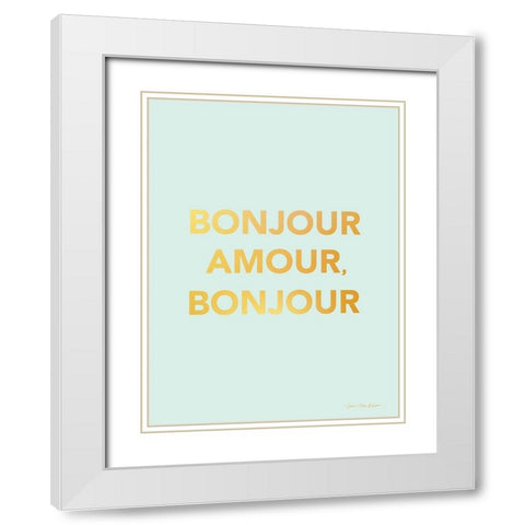 Bonjour Amour White Modern Wood Framed Art Print with Double Matting by Seven Trees Design