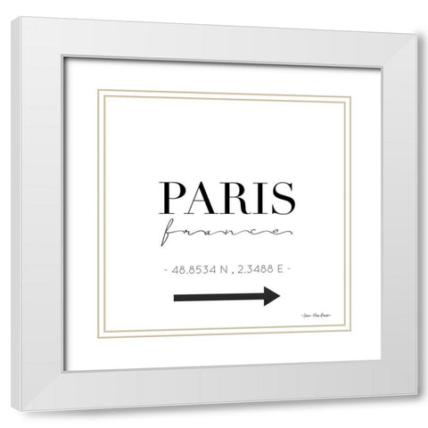 Paris Sign White Modern Wood Framed Art Print with Double Matting by Seven Trees Design