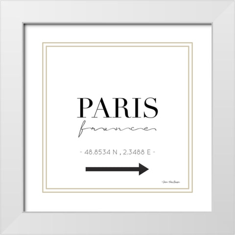 Paris Sign White Modern Wood Framed Art Print with Double Matting by Seven Trees Design