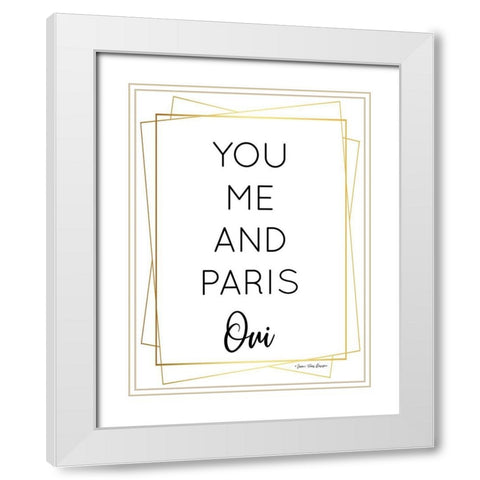 You Me and Paris White Modern Wood Framed Art Print with Double Matting by Seven Trees Design