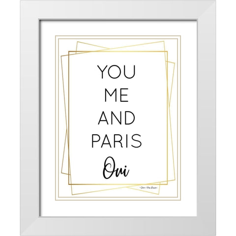 You Me and Paris White Modern Wood Framed Art Print with Double Matting by Seven Trees Design
