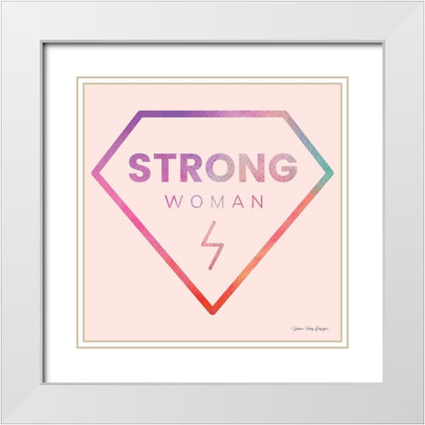 Strong Woman White Modern Wood Framed Art Print with Double Matting by Seven Trees Design