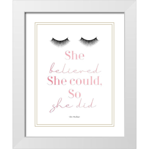 She Believed White Modern Wood Framed Art Print with Double Matting by Seven Trees Design