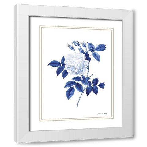 Blue Botanical II White Modern Wood Framed Art Print with Double Matting by Seven Trees Design
