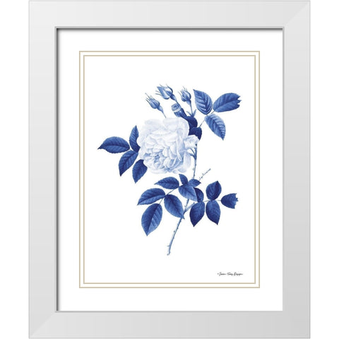 Blue Botanical II White Modern Wood Framed Art Print with Double Matting by Seven Trees Design