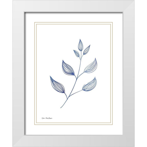 Blue Plant II White Modern Wood Framed Art Print with Double Matting by Seven Trees Design