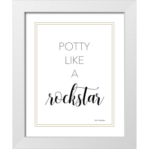 Potty Like a Rockstar White Modern Wood Framed Art Print with Double Matting by Seven Trees Design