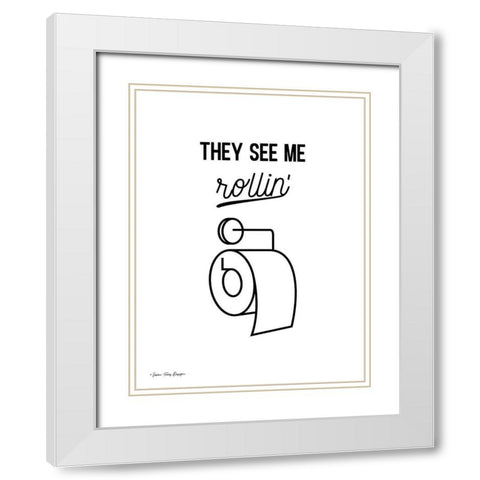 They See Me Rollin White Modern Wood Framed Art Print with Double Matting by Seven Trees Design