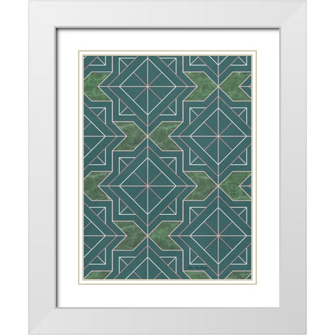 Art Deco I White Modern Wood Framed Art Print with Double Matting by Seven Trees Design
