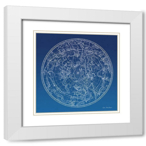 Constellations Map I White Modern Wood Framed Art Print with Double Matting by Seven Trees Design