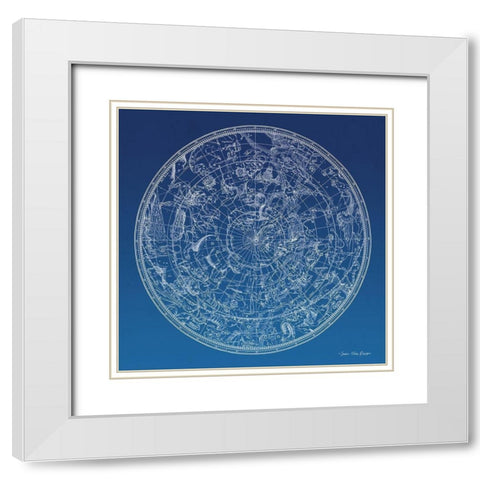 Constellations Map II White Modern Wood Framed Art Print with Double Matting by Seven Trees Design