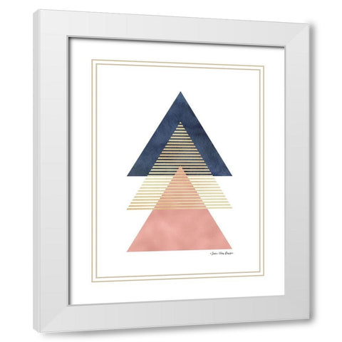 Triangles II White Modern Wood Framed Art Print with Double Matting by Seven Trees Design