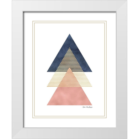 Triangles II White Modern Wood Framed Art Print with Double Matting by Seven Trees Design