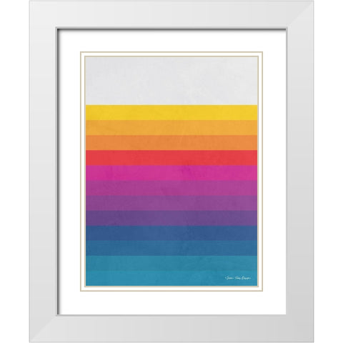 Vintage Retro Lines I White Modern Wood Framed Art Print with Double Matting by Seven Trees Design