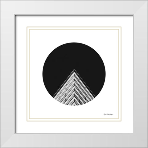 Triangular Architecture White Modern Wood Framed Art Print with Double Matting by Seven Trees Design