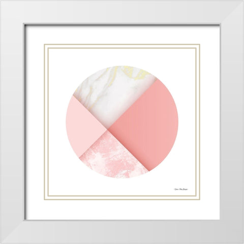 Pink Marble Circle I White Modern Wood Framed Art Print with Double Matting by Seven Trees Design