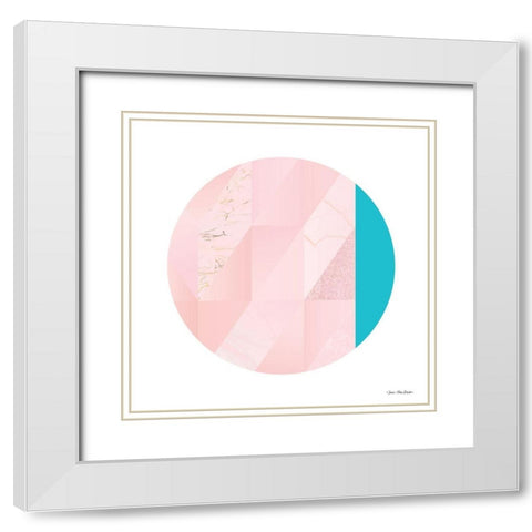 Pink Marble Circle II White Modern Wood Framed Art Print with Double Matting by Seven Trees Design