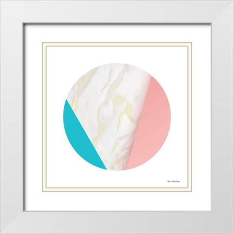 Pink Marble Circle III White Modern Wood Framed Art Print with Double Matting by Seven Trees Design