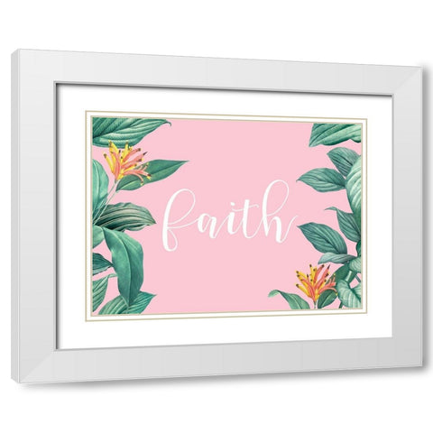 Pink Faith White Modern Wood Framed Art Print with Double Matting by Seven Trees Design