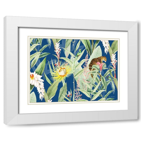 Leopard Flowers White Modern Wood Framed Art Print with Double Matting by Seven Trees Design