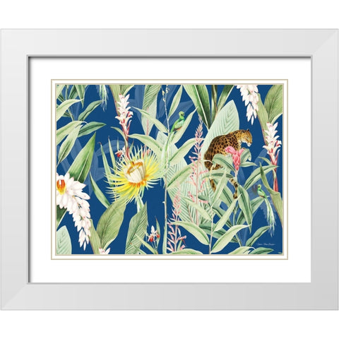 Leopard Flowers White Modern Wood Framed Art Print with Double Matting by Seven Trees Design
